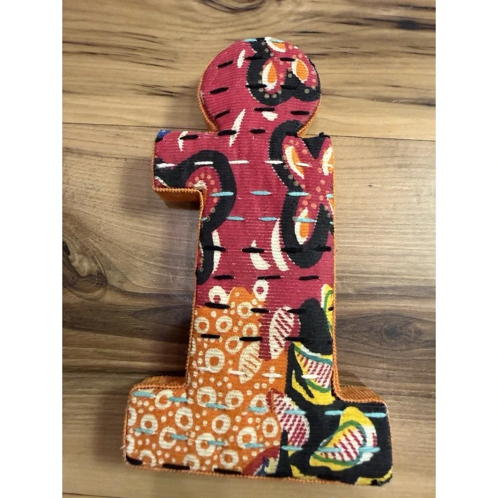Anthropologie Monogram Letter i Wall Decor Nursery Initial Fabric Boho‎ Corduroy